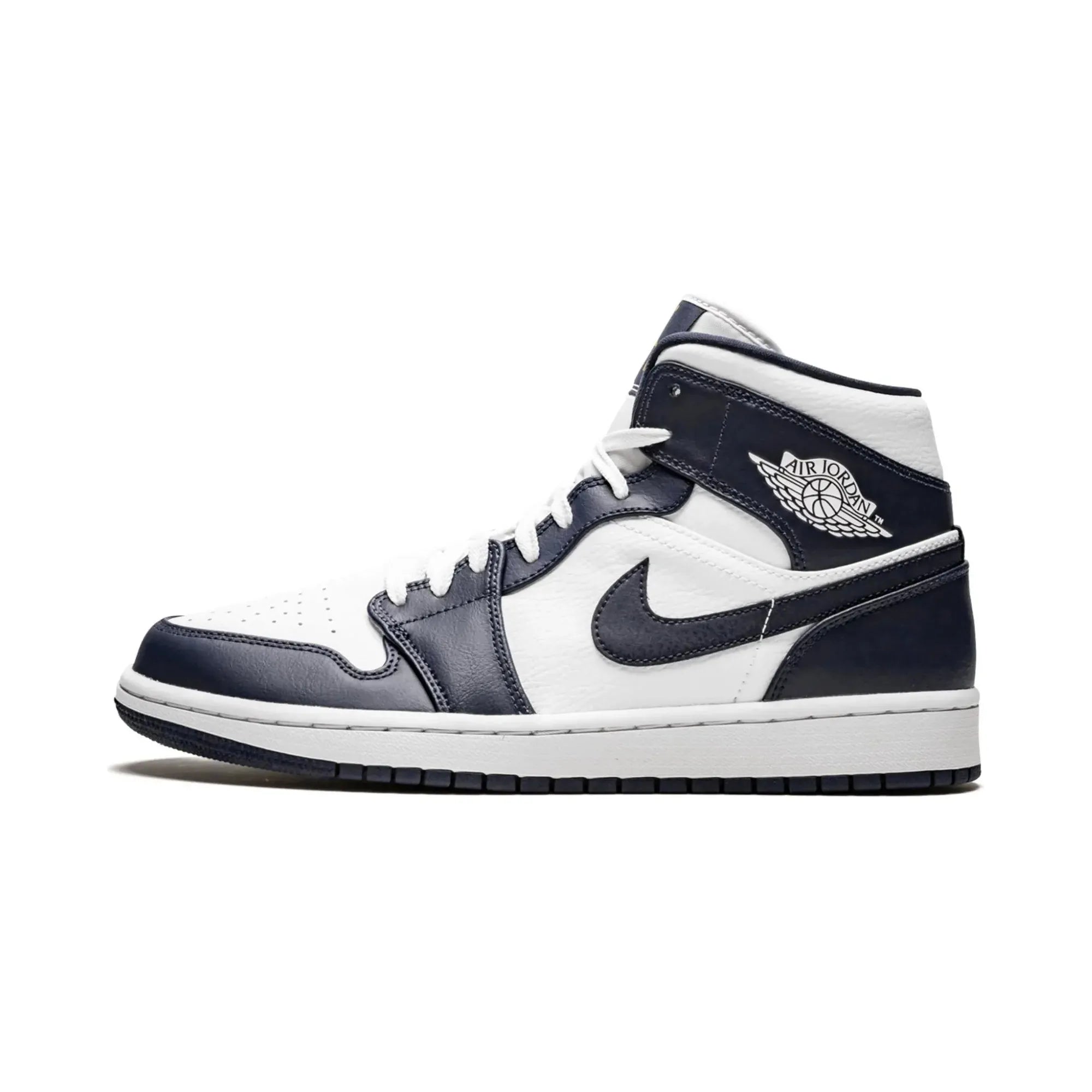 Nike Air Jordan 1 Mid "White Metallic Gold Obsidian" - street-bill.dk
