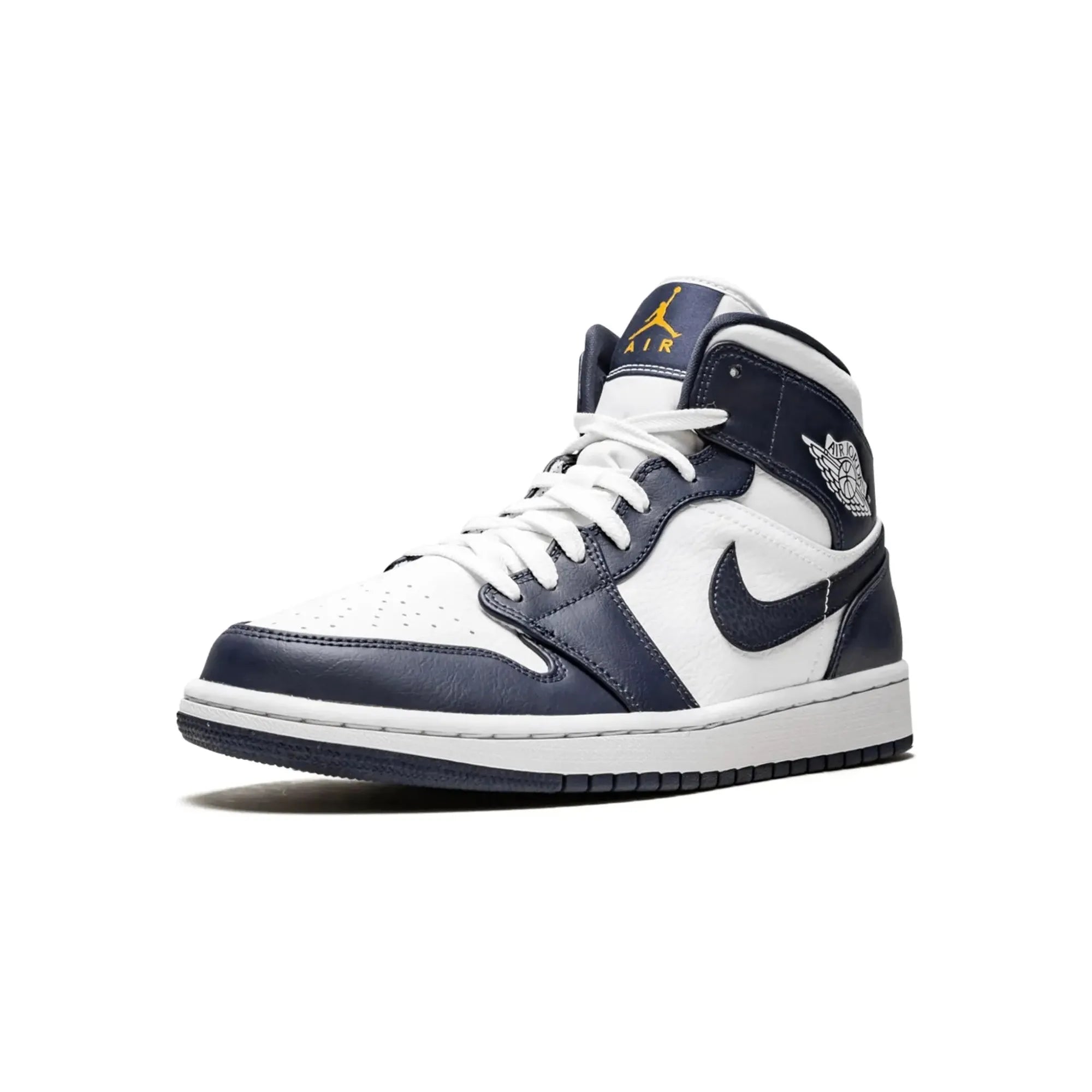 Nike Air Jordan 1 Mid "White Metallic Gold Obsidian" - street-bill.dk