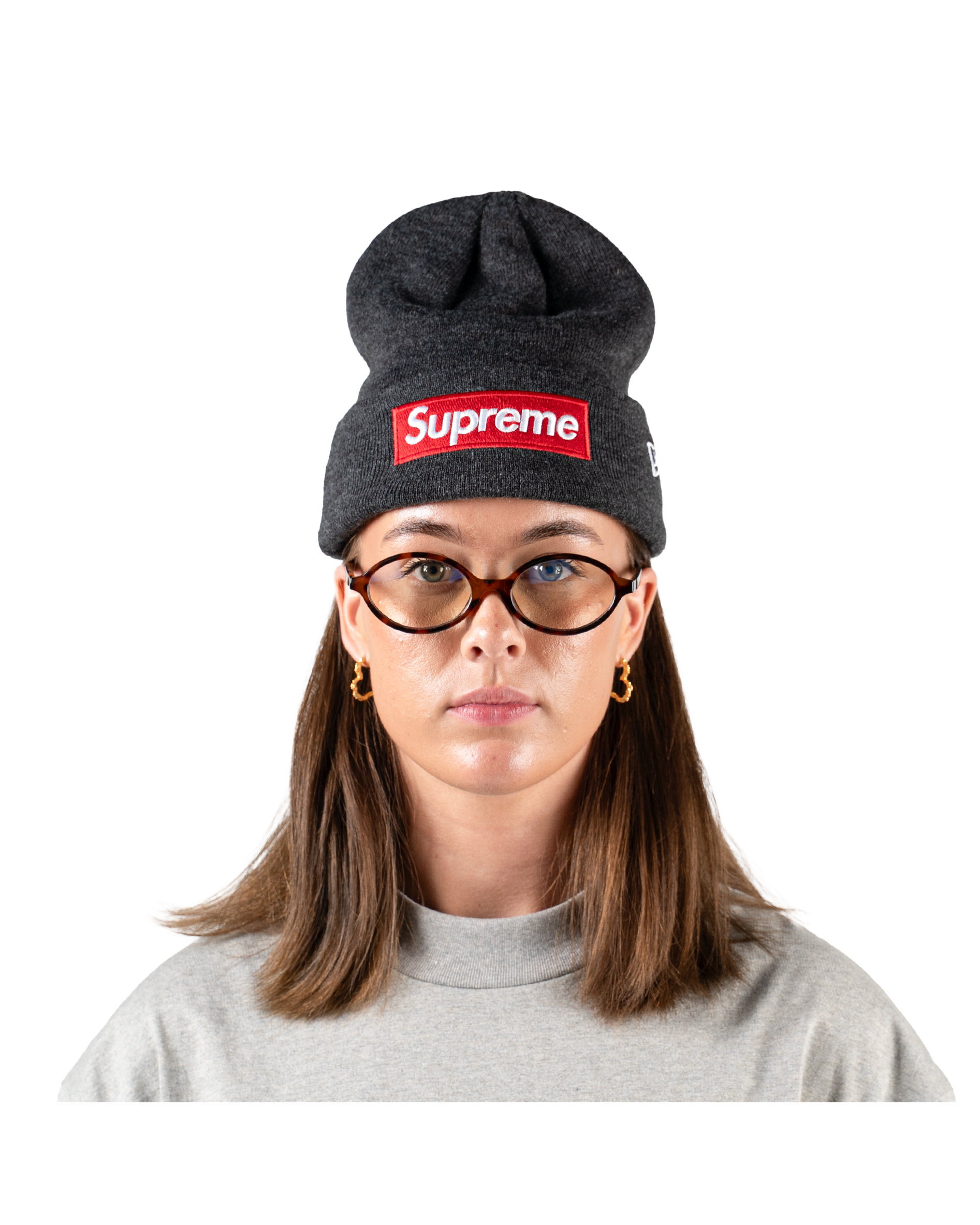 Supreme New Era Box Logo Beanie FW21 Charcoal