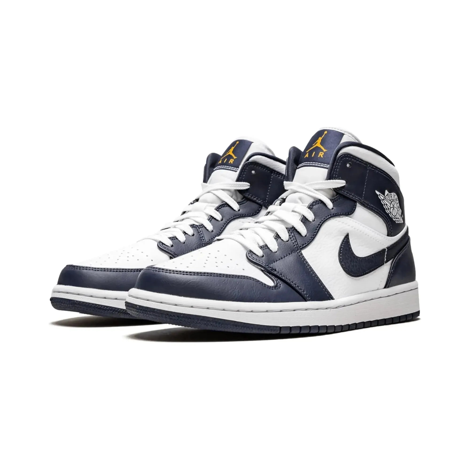 Nike Air Jordan 1 Mid "White Metallic Gold Obsidian" - street-bill.dk