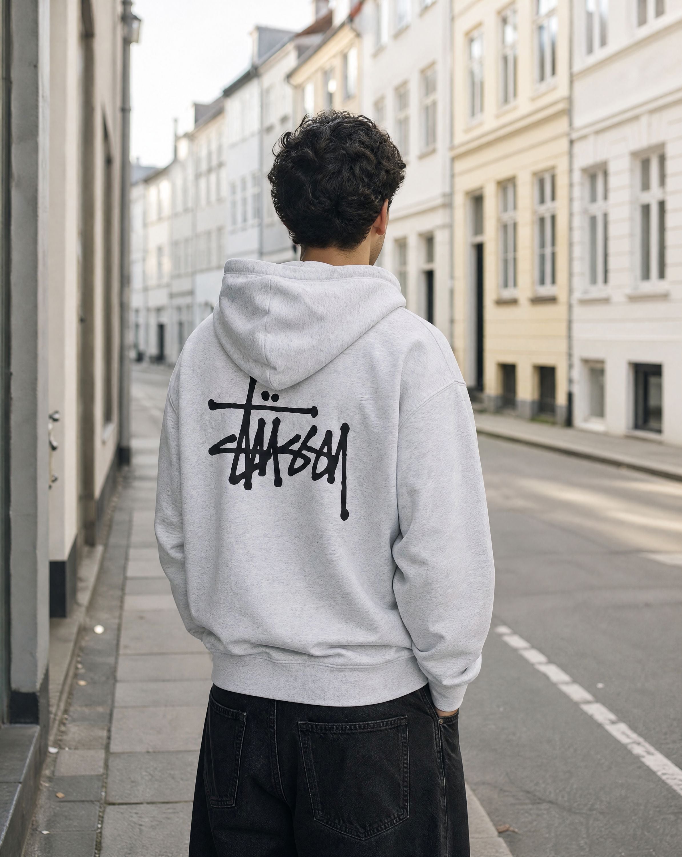 Stussy Basic Hoodie Ash Heather - bagside
