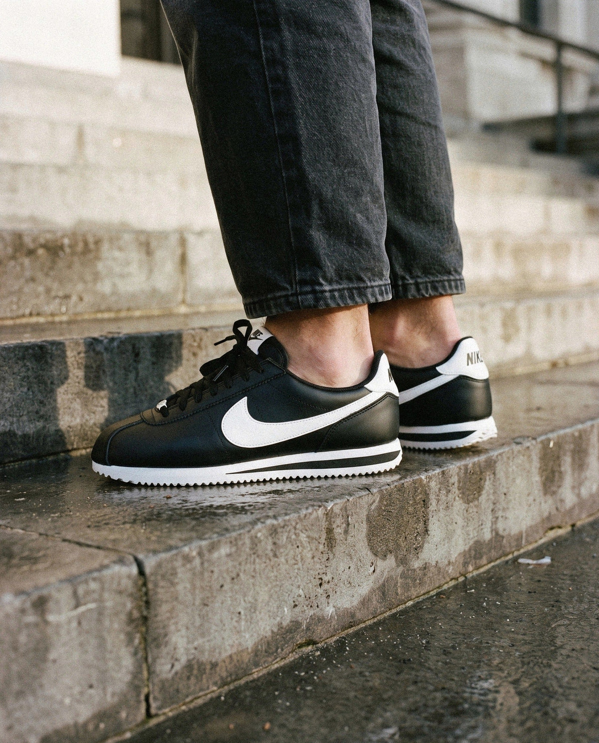 Nike Cortez Basic Black White (2023) - on foot