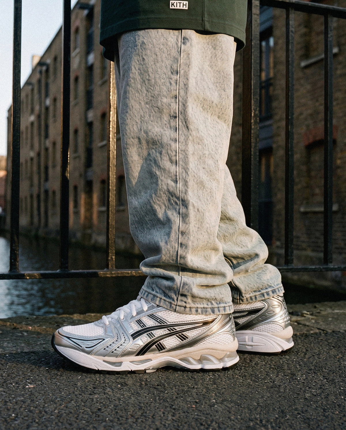 ASICS Gel-Kayano 14 White Graphite Grey - on foot