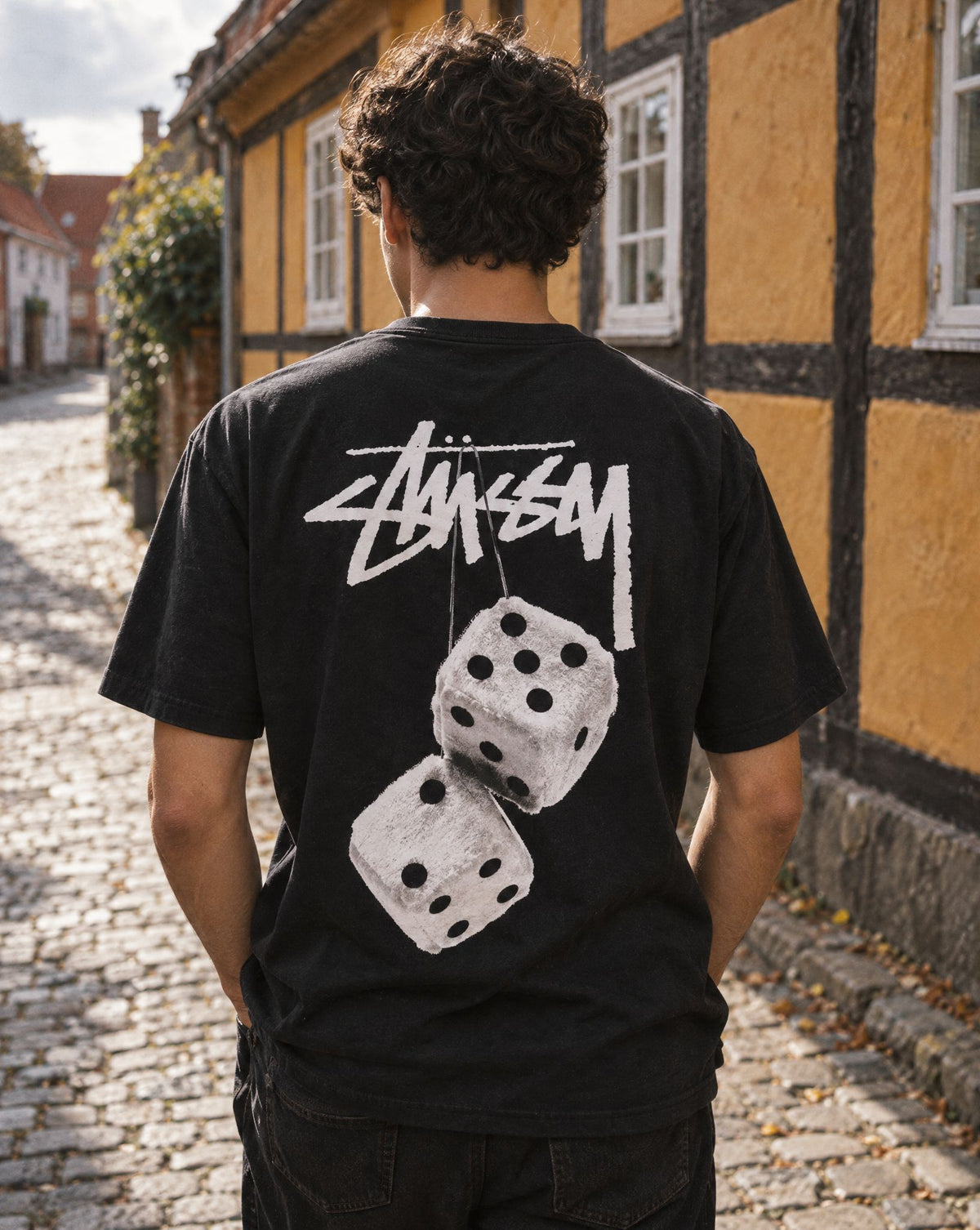 Stussy Fuzzy Dice Tee Black - detalje