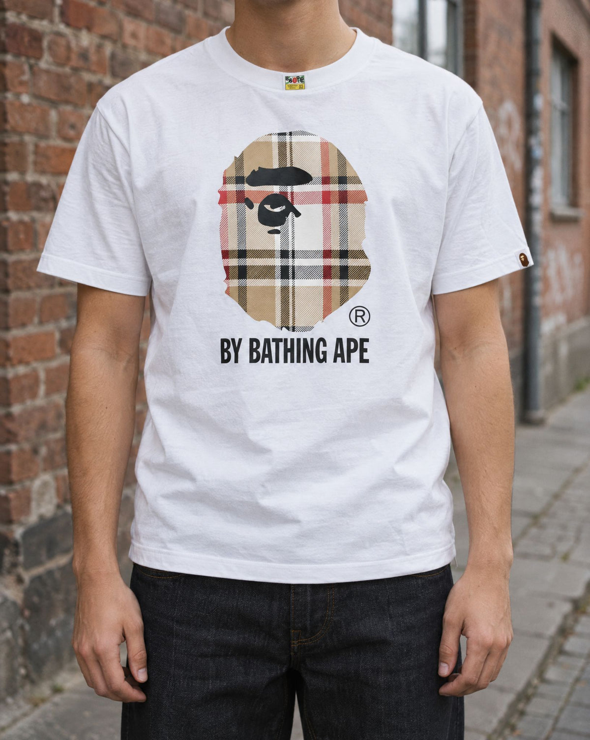 Bape Big Head Plaid T-shirt White - detalje