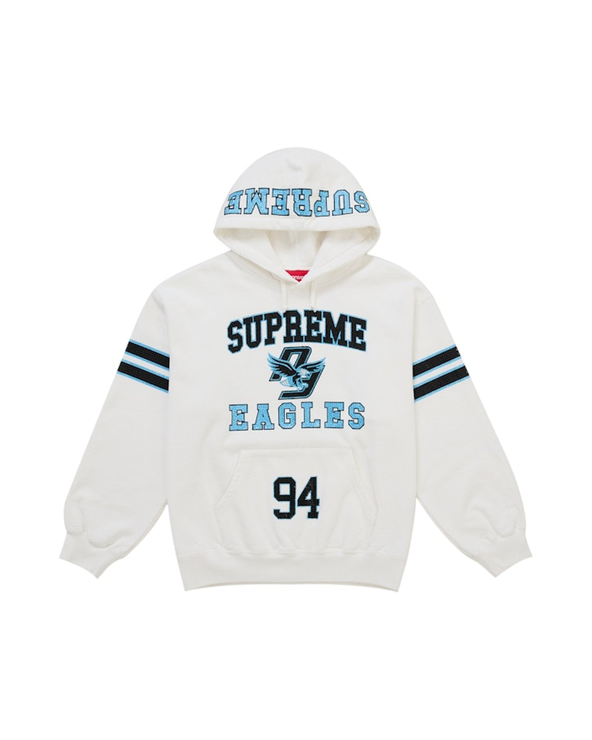 Supreme Rhinestone Eagle Hooded Sweatshirt White