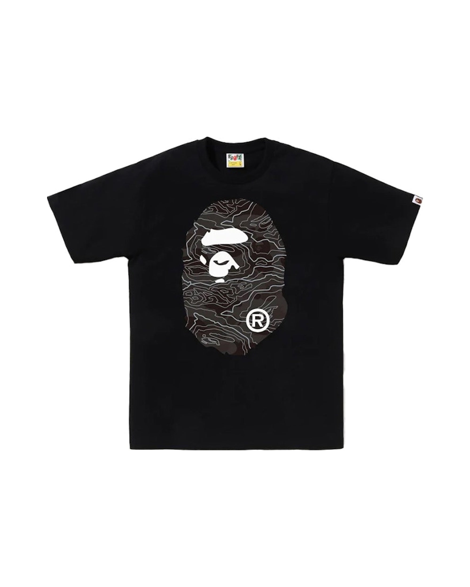 BAPE Layered Line Camo Big Ape Head Tee Black/Black