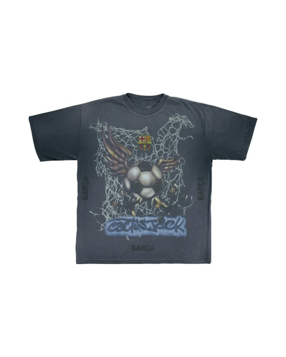 Travis Scott x FC Barcelona Washed Spray Logo Tee Black