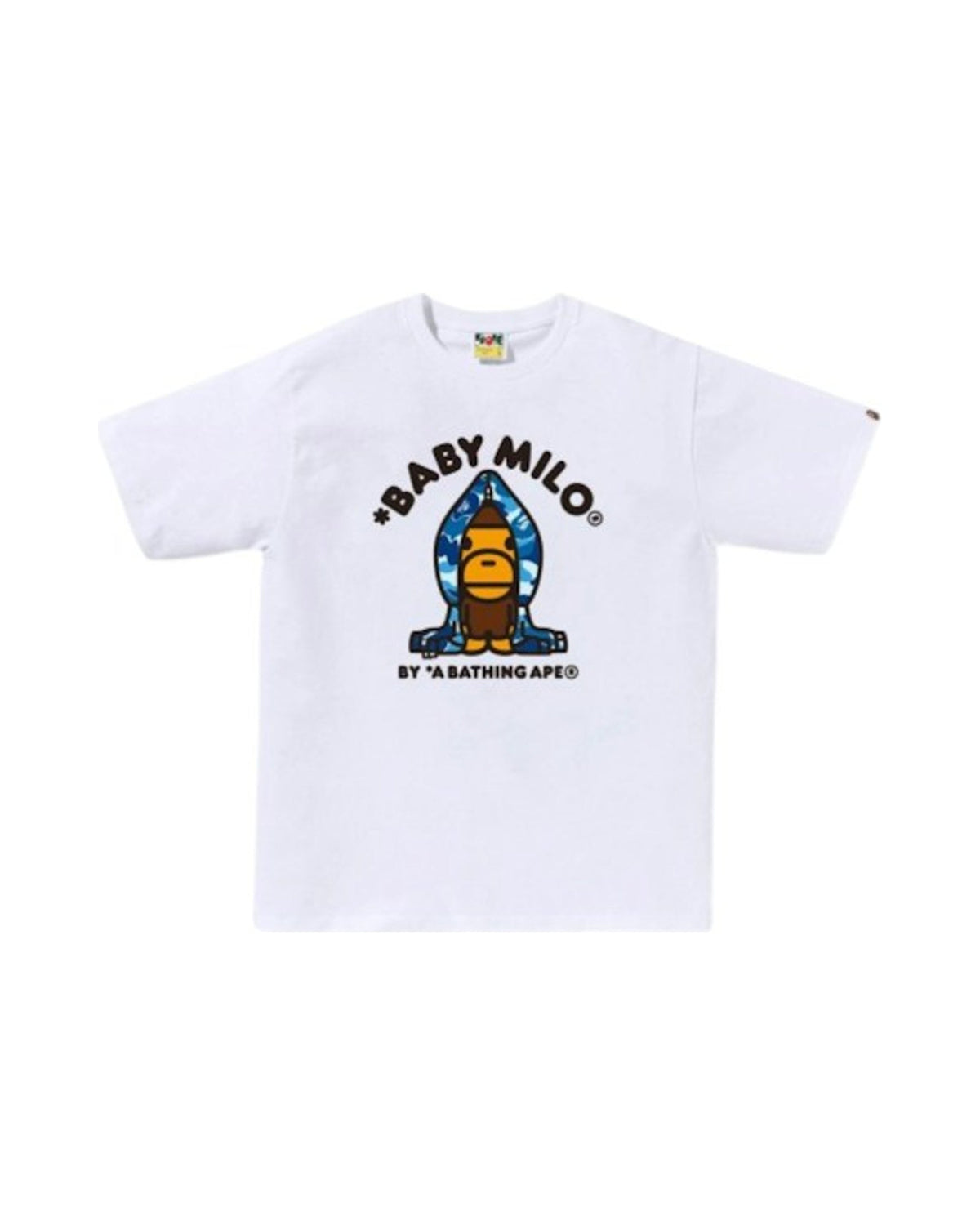 BAPE ABC Blue Camo Baby Milo Hoodie Tee White