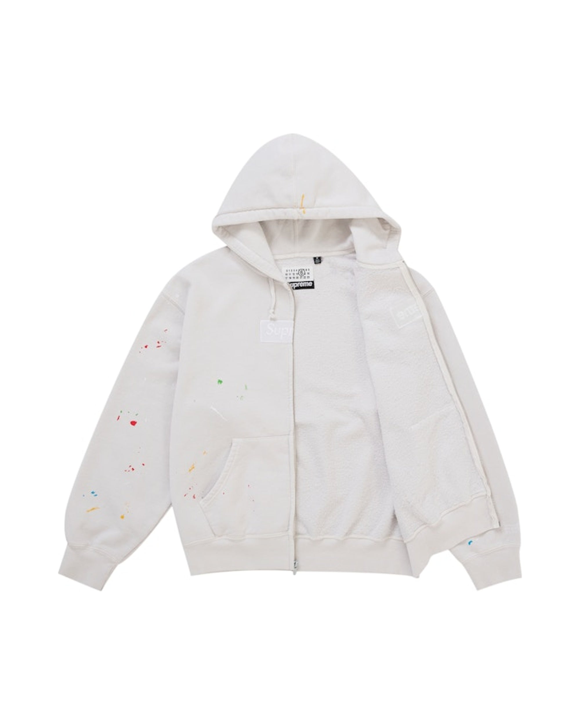 Supreme MM6 Maison Margiela Box Logo Zip Up Hooded Sweatshirt White