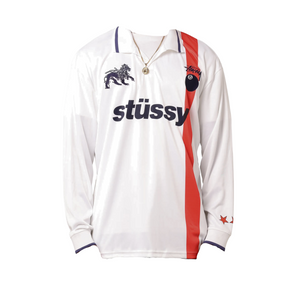 Stüssy Jersey Polo L/S "White/Red Stripe"