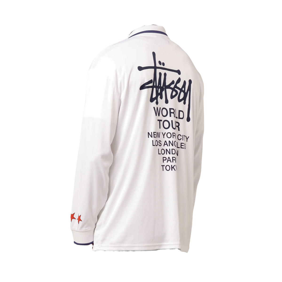 Stüssy Jersey Polo L/S "White/Red Stripe"