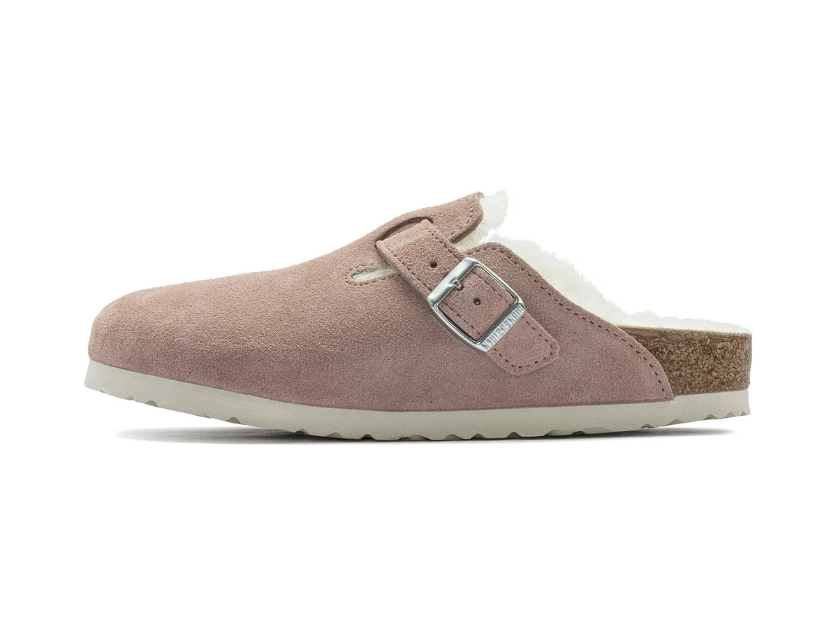 Birkenstock Boston "Shearling Suede Pink Clay" - street-bill.dk