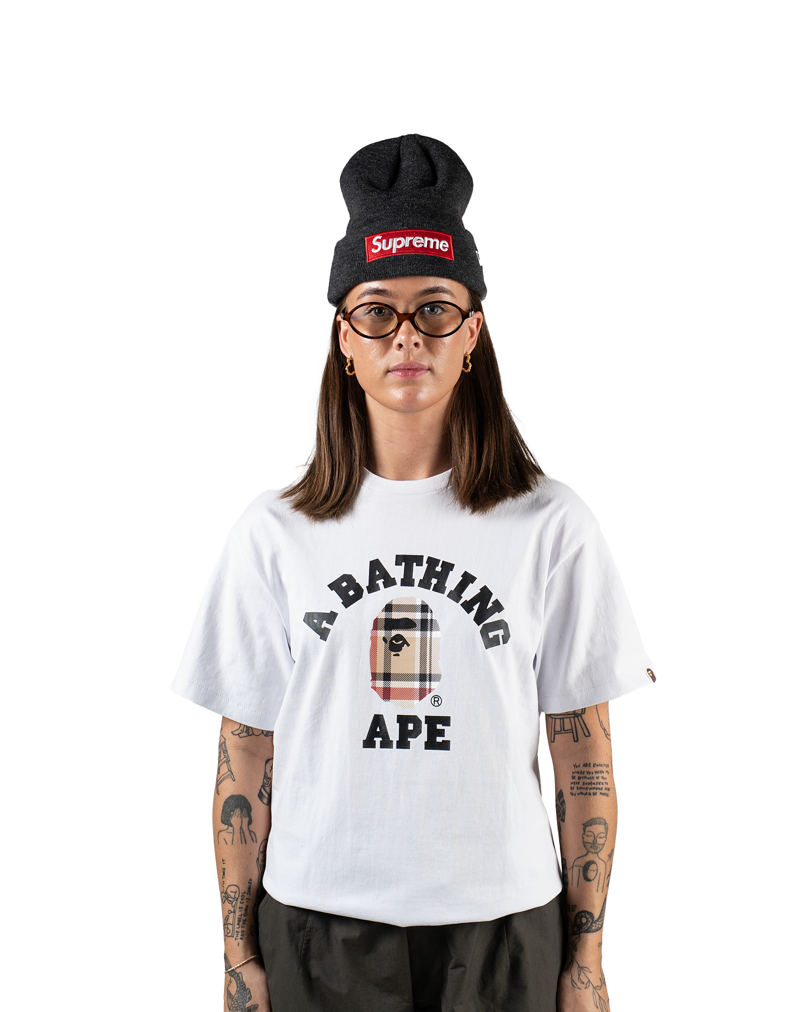 Bape Big Head Plaid T-shirt "White"