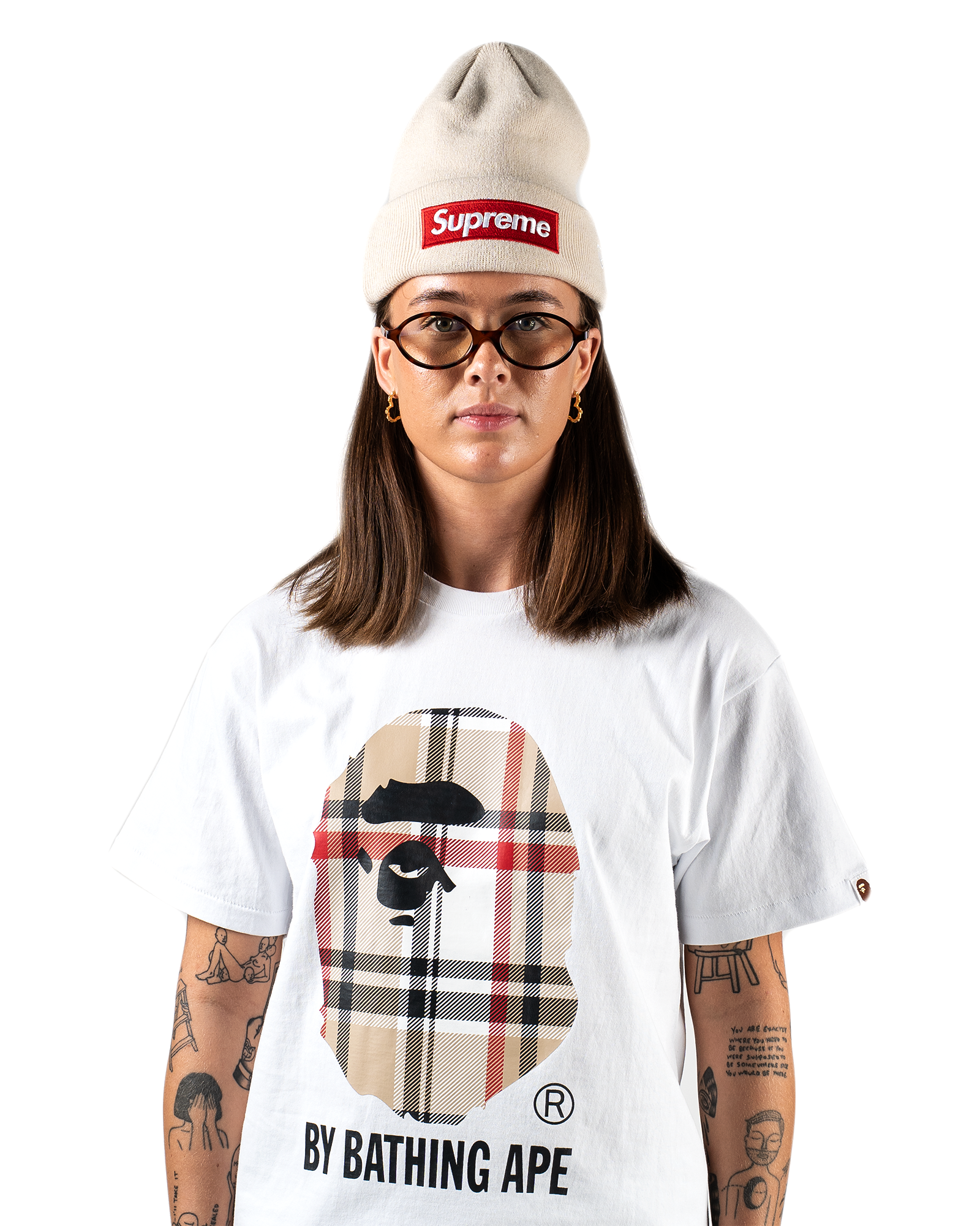 Bape Big Head Plaid T-shirt "White"