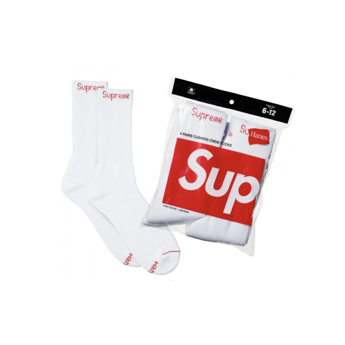 Supreme Hanes Crew Socks (4 stk.) "White"