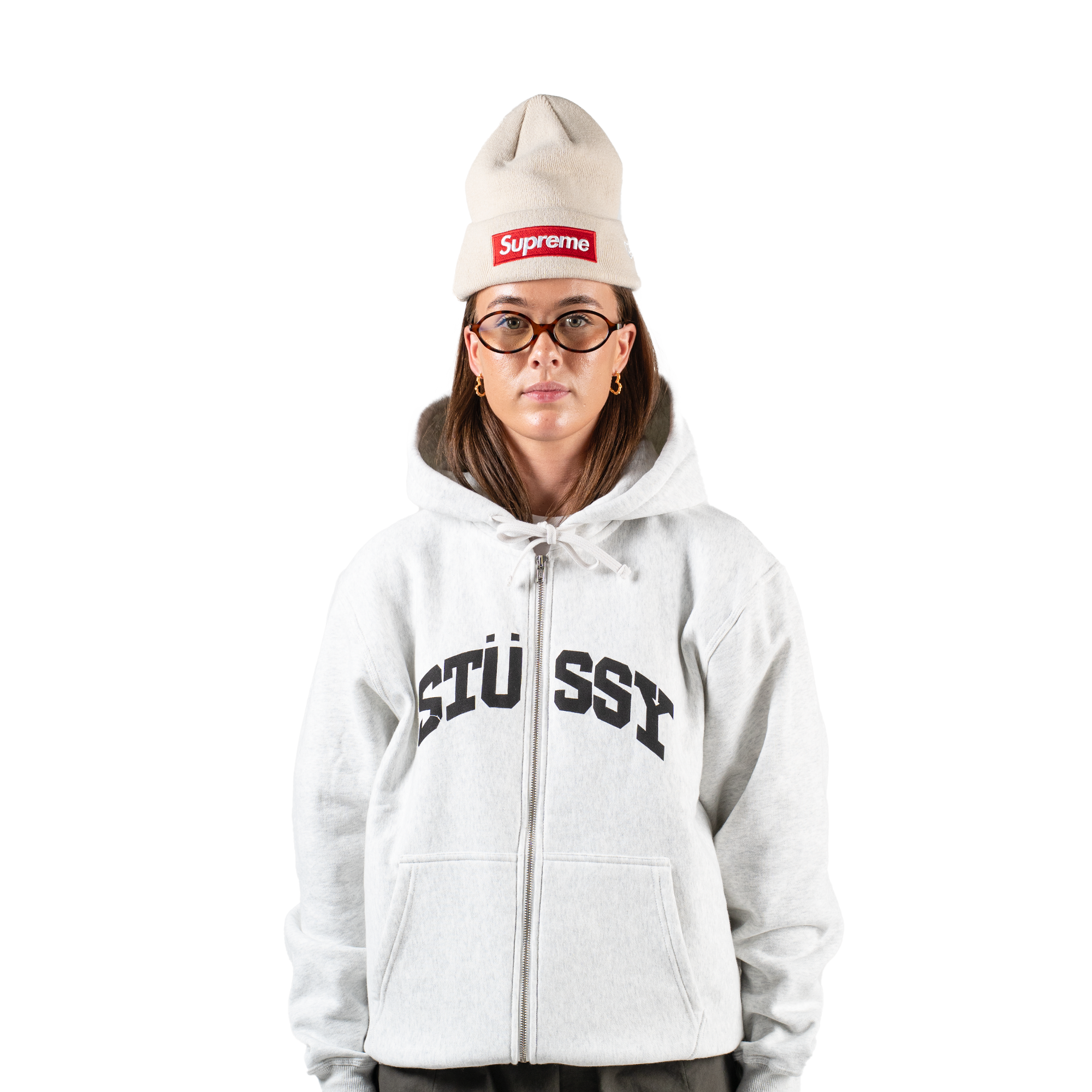 Stüssy Block Sport Zip Hoodie Ash Heather