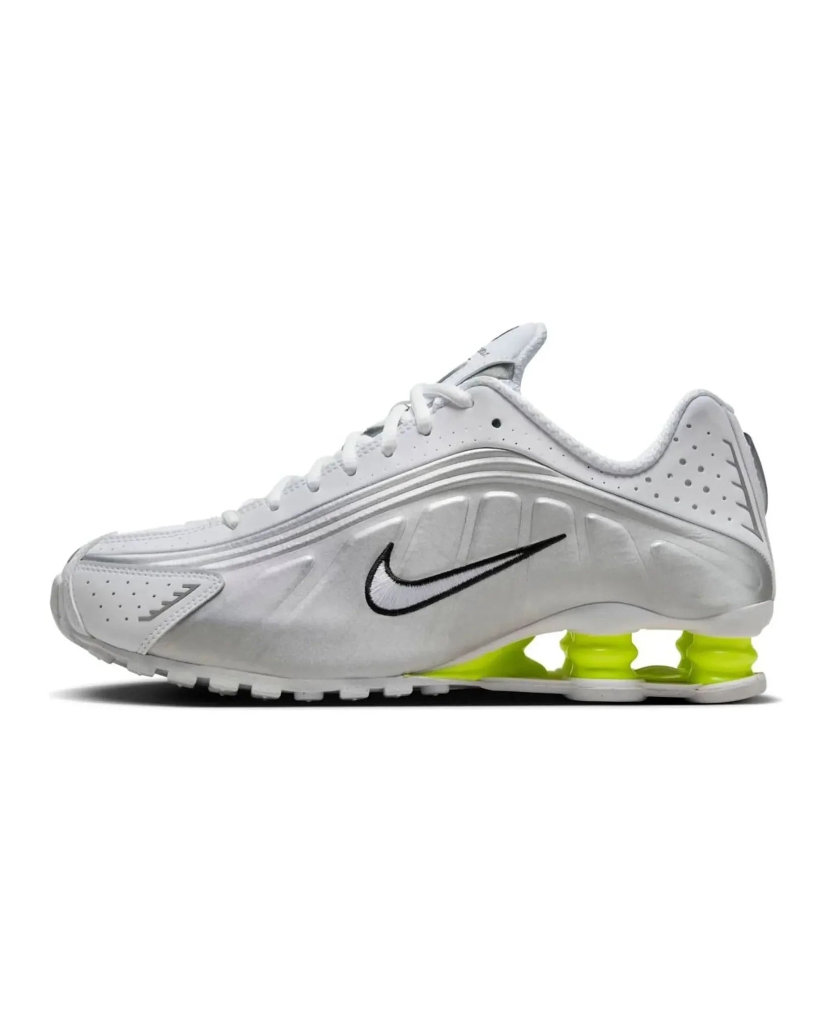 Nike Shox R4 White Metallic Silver Volt (Women's)