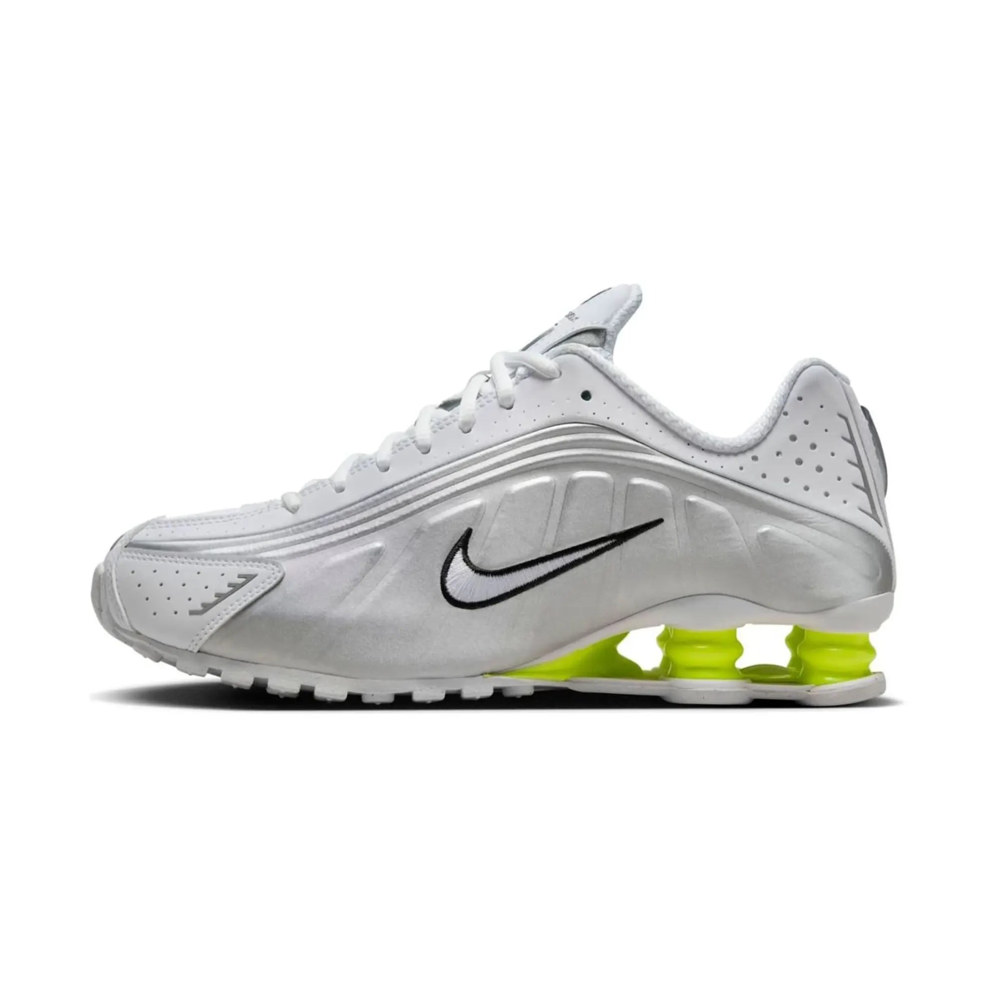 Nike Shox R4 White Metallic Silver Volt (Women's)