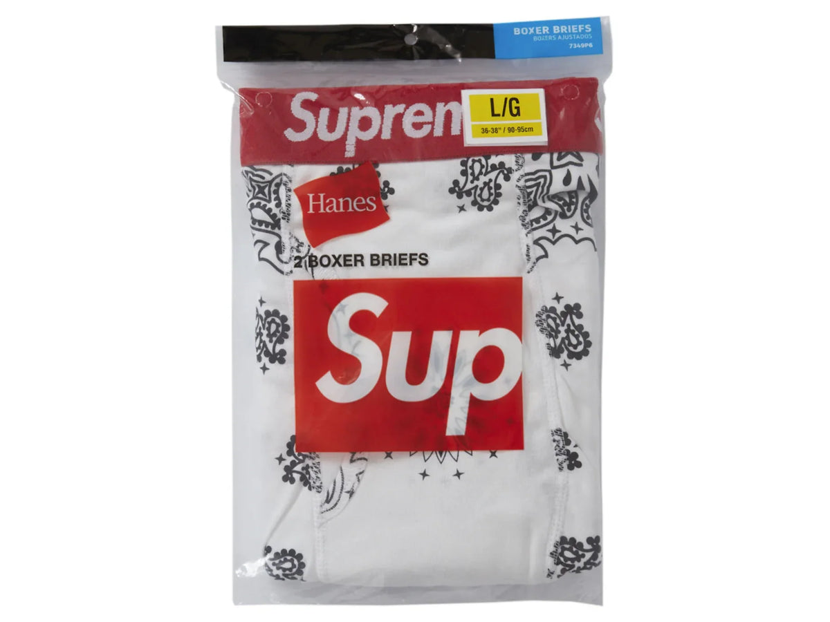 Supreme Hanes Bandana Boxer Briefs (2 Pack) White