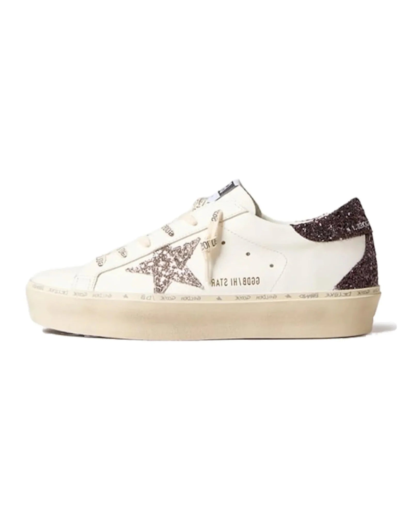 Golden Goose Hi-Star White Silver Grey Glitter (Women's)
