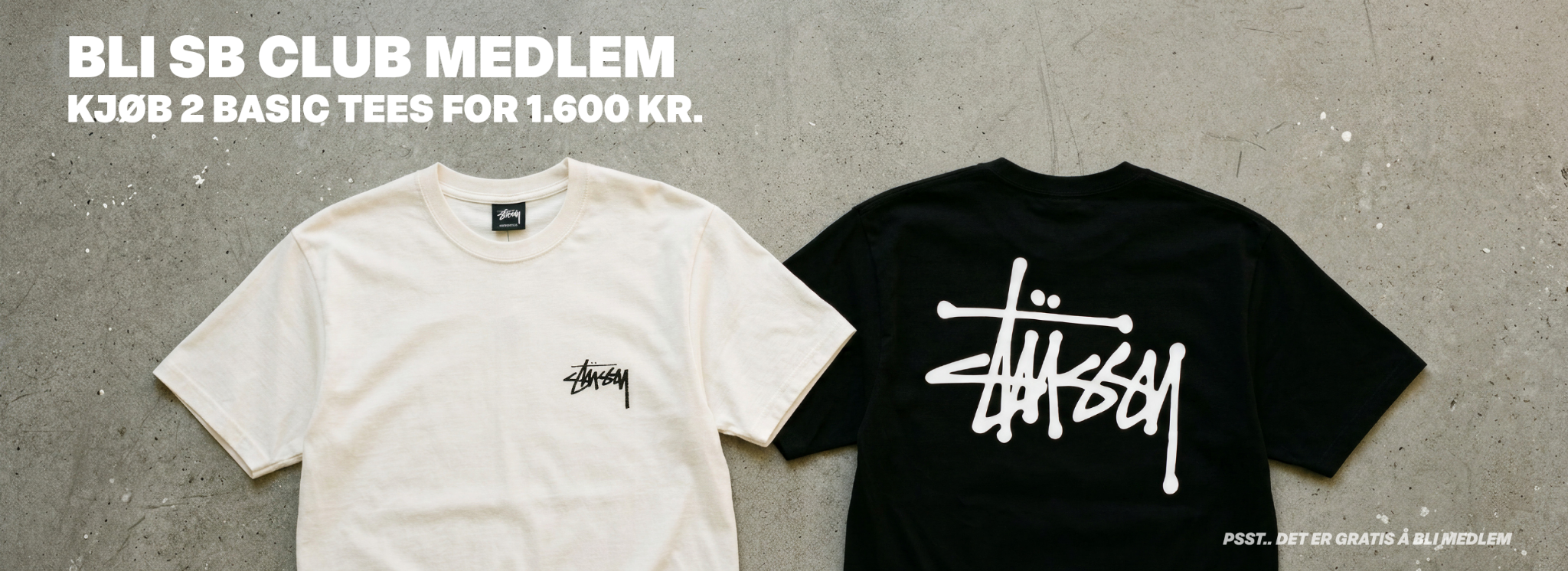 2 Stussy Basic Tees for 1.600 kr. - Club STREET BILL medlemstilbud