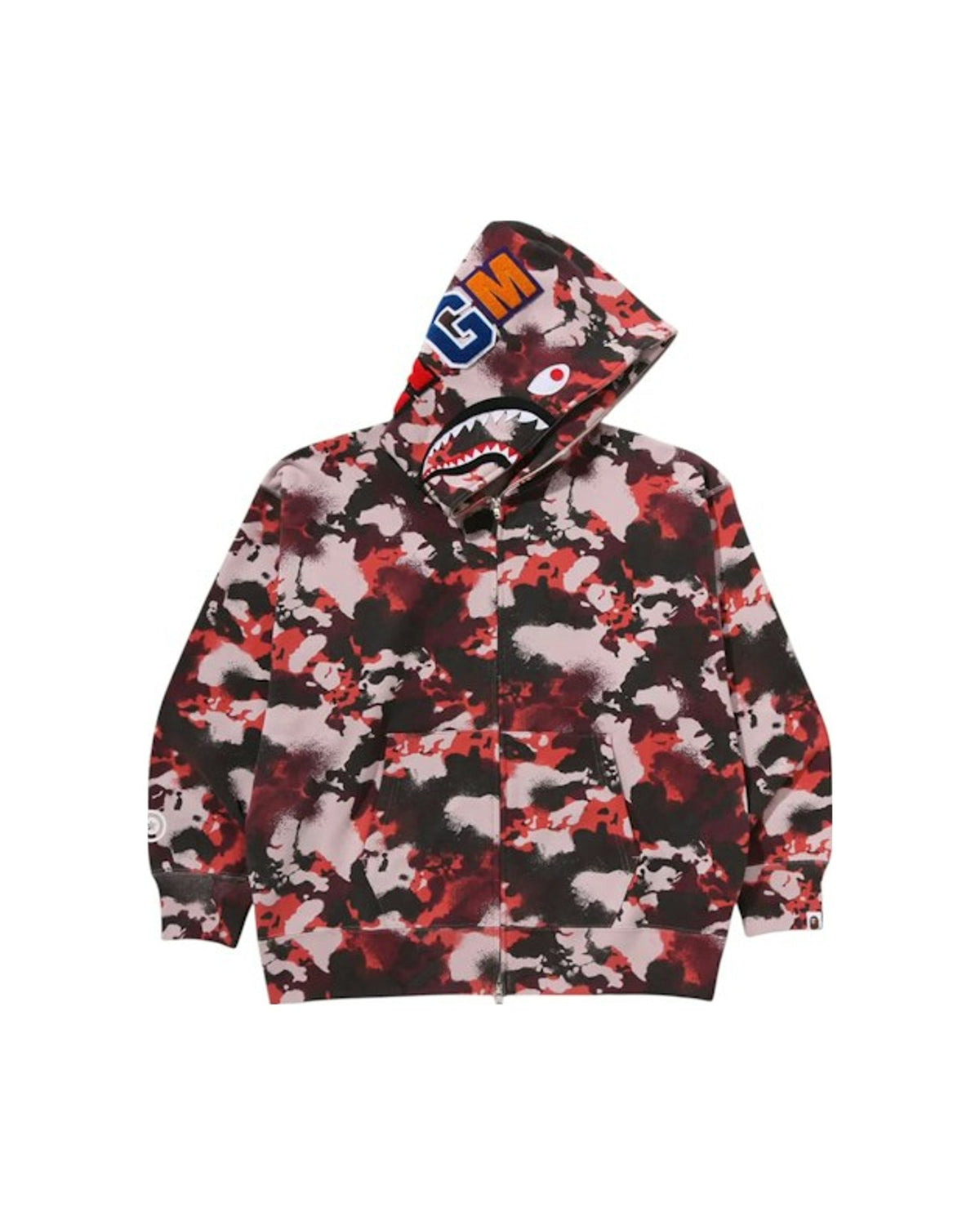 BAPE Map Camo Shark Full Zip Hoodie Red