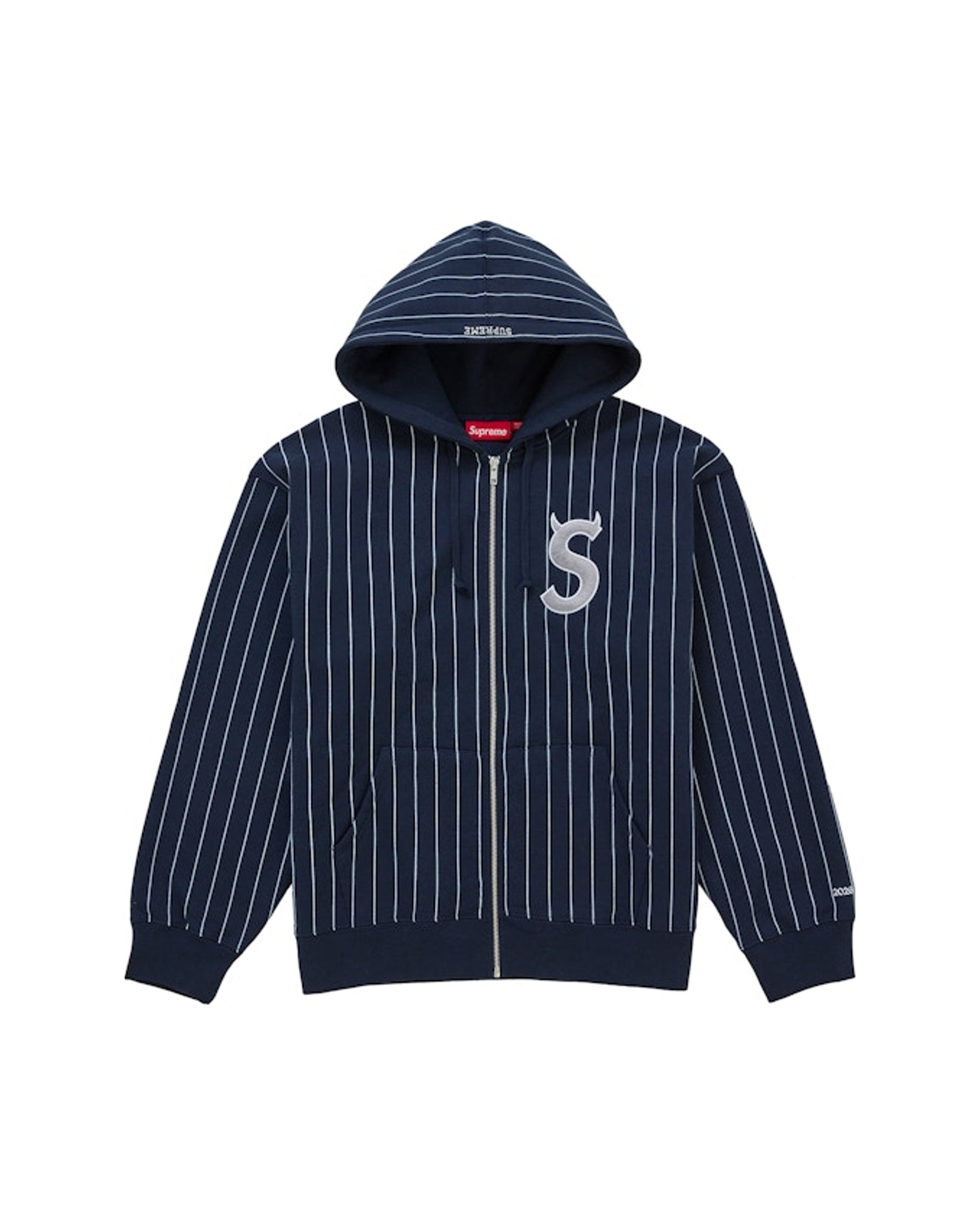 Supreme Devil S Logo Zip Up Hooded Sweatshirt Stripe