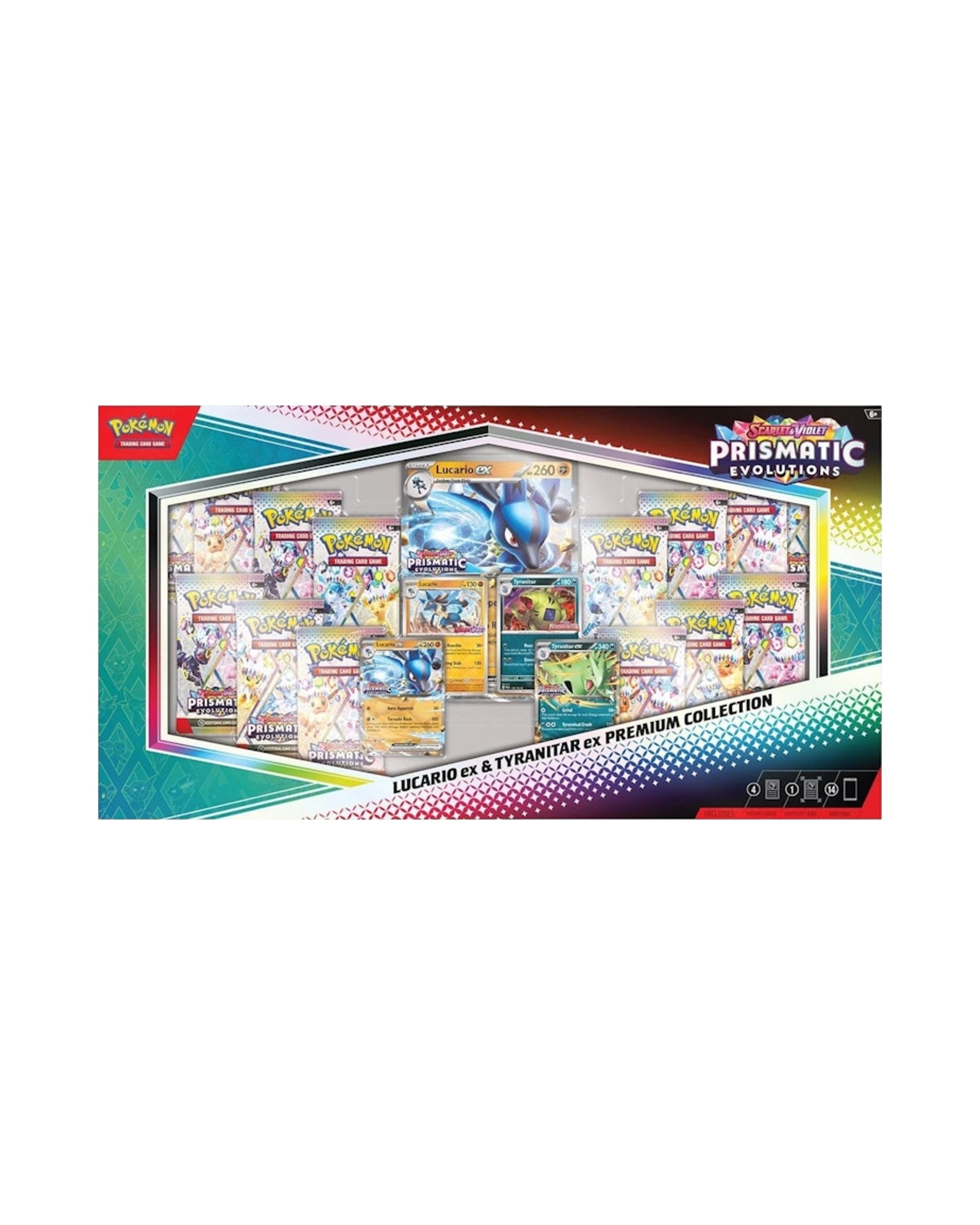 2025 Pokémon Scarlet & Violet Prismatic Evolutions Lucario ex & Tyranitar ex Premium Collection (Sam's Club Exclusive)