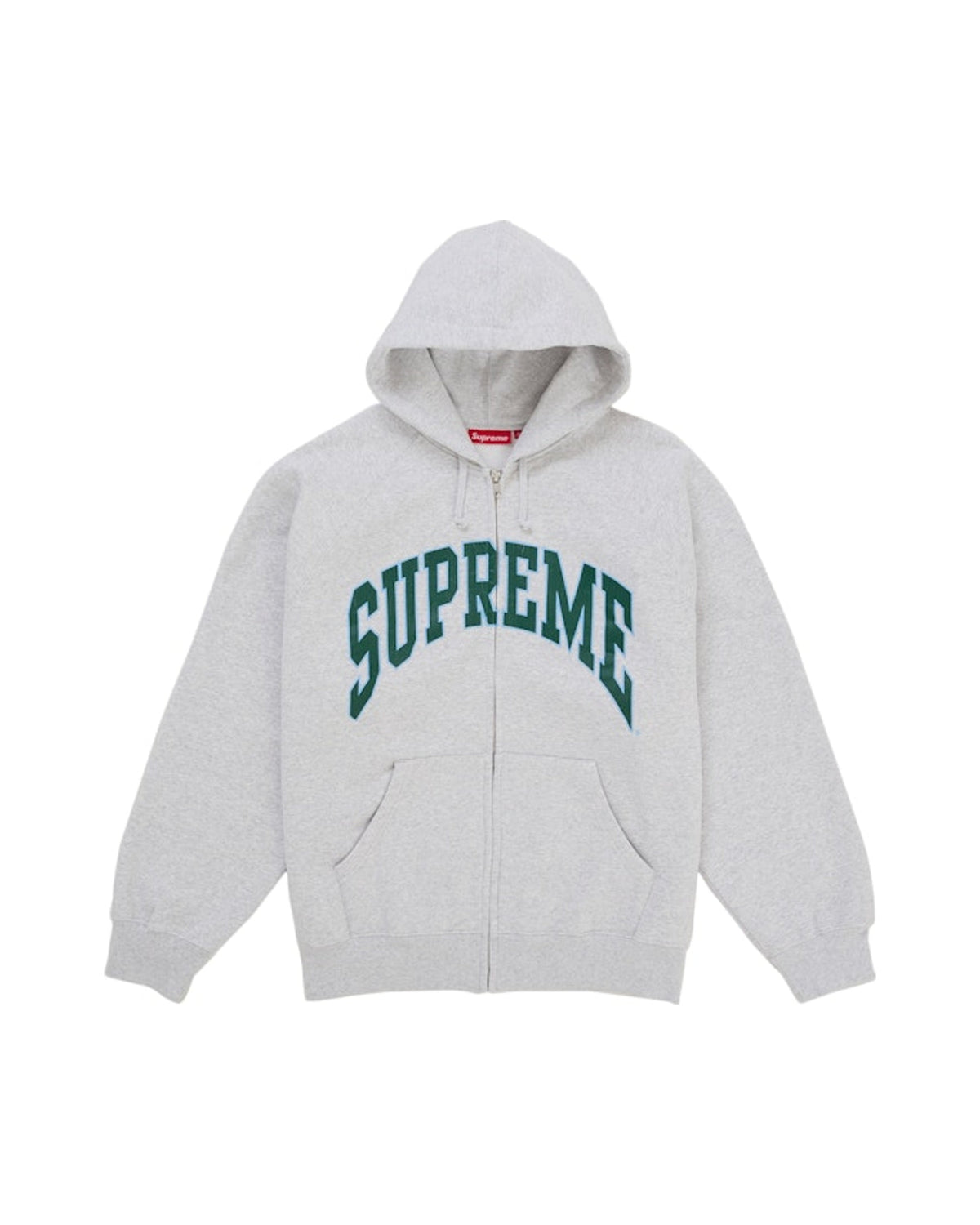 Supreme Cracked Raglan Zip Up Hooded Sweatshirt Ash Grey