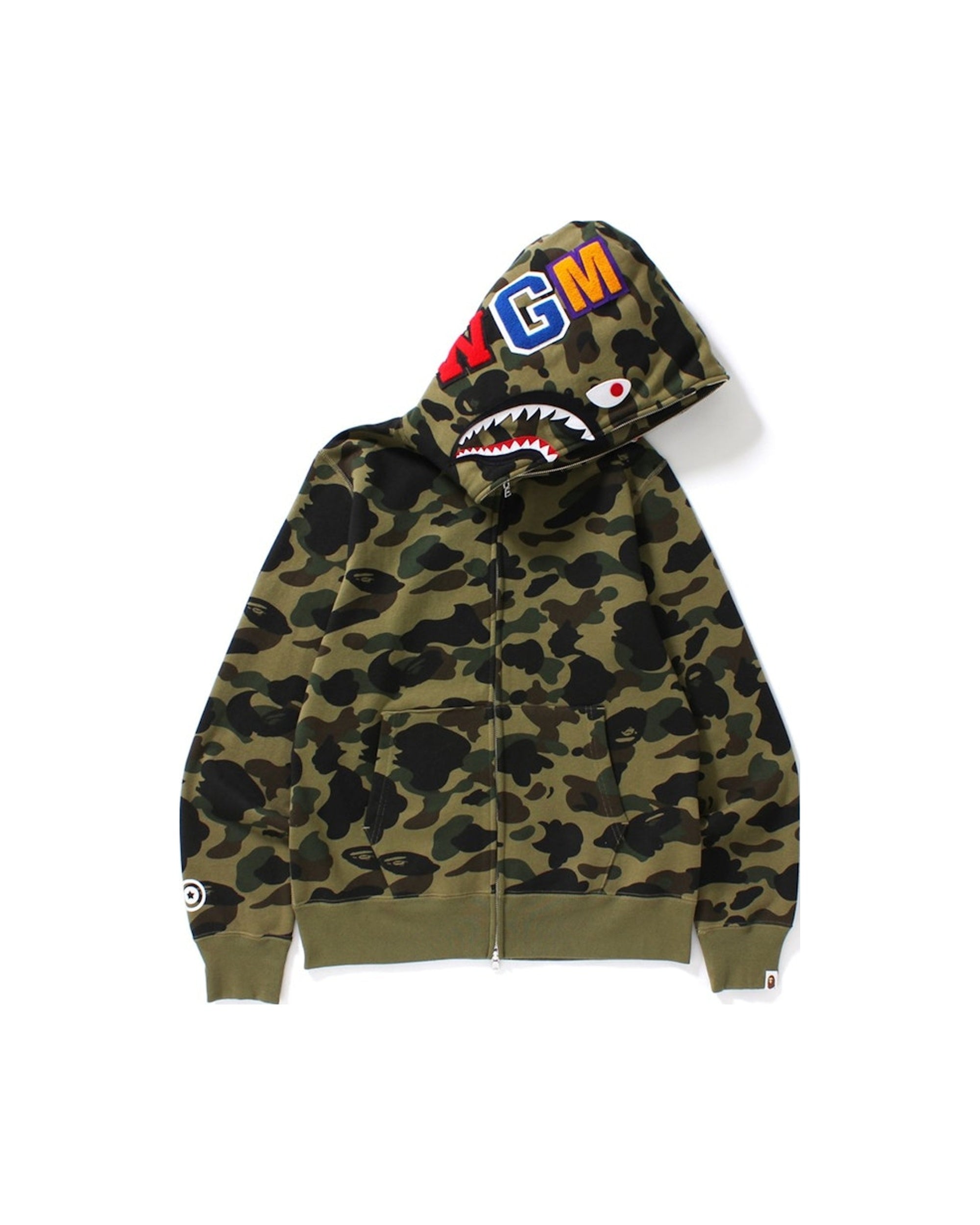 BAPE 1st Camo Shark Full Zip Hoodie Green