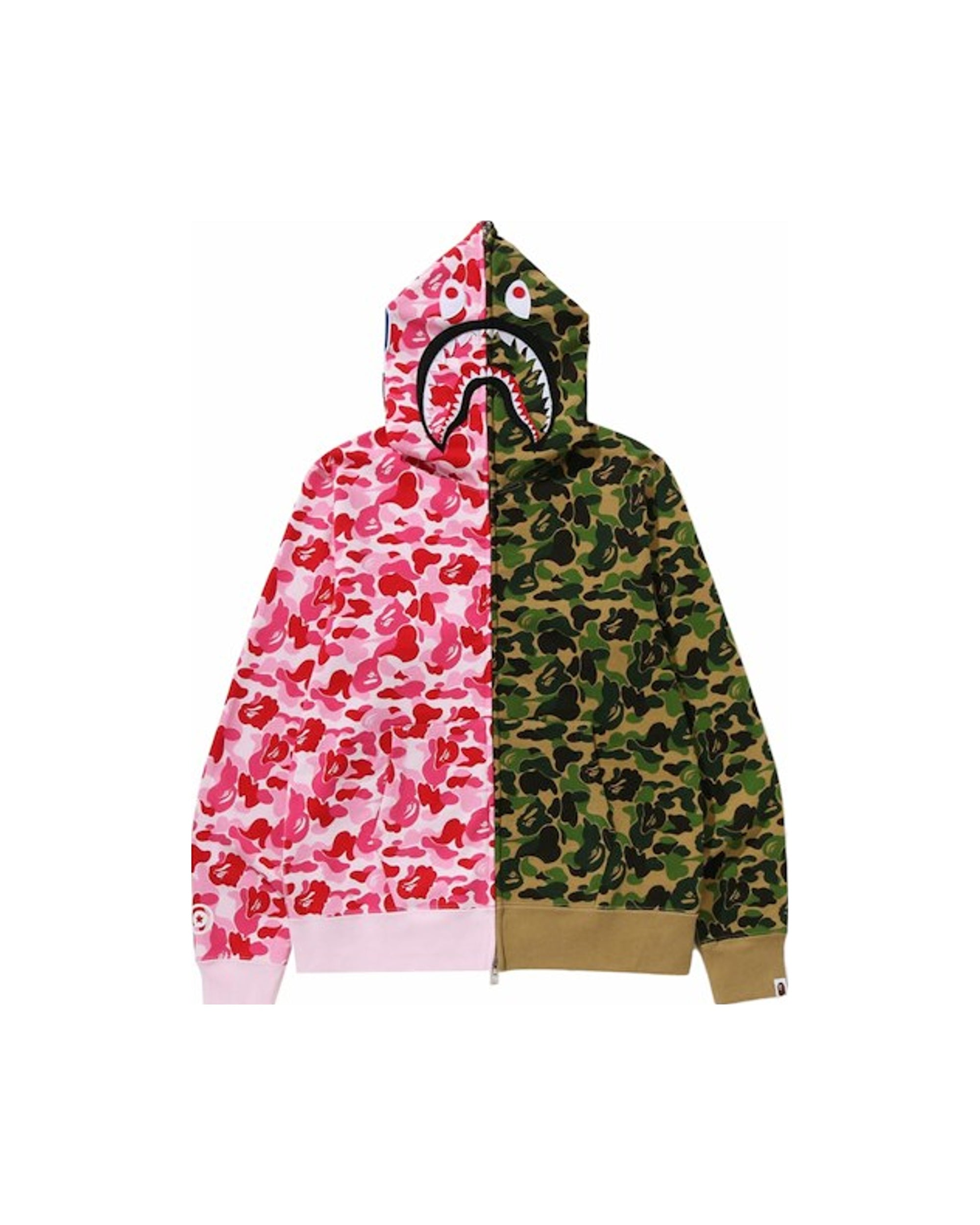 BAPE ABC Camo Crazy Shark Full Zip Hoodie Pink/Green