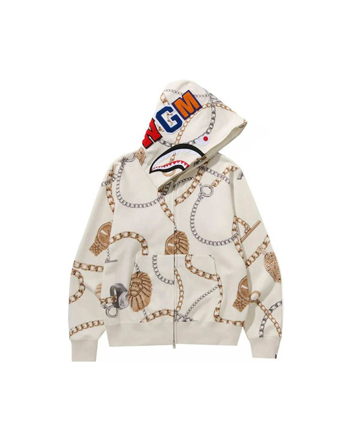 BAPE Jewels Shark Full Zip Hoodie Ivory