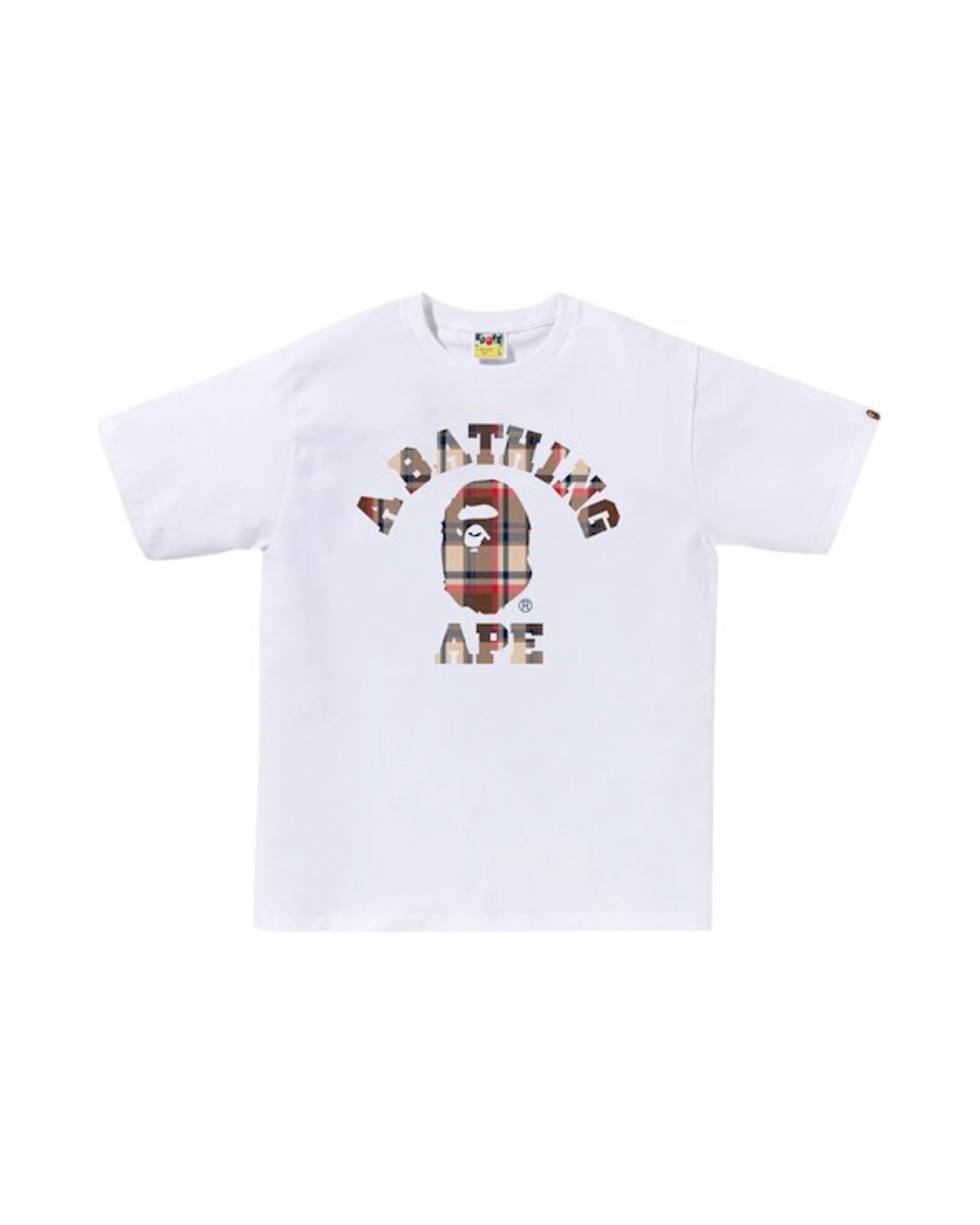 BAPE Check College Tee (FW25) White/Red