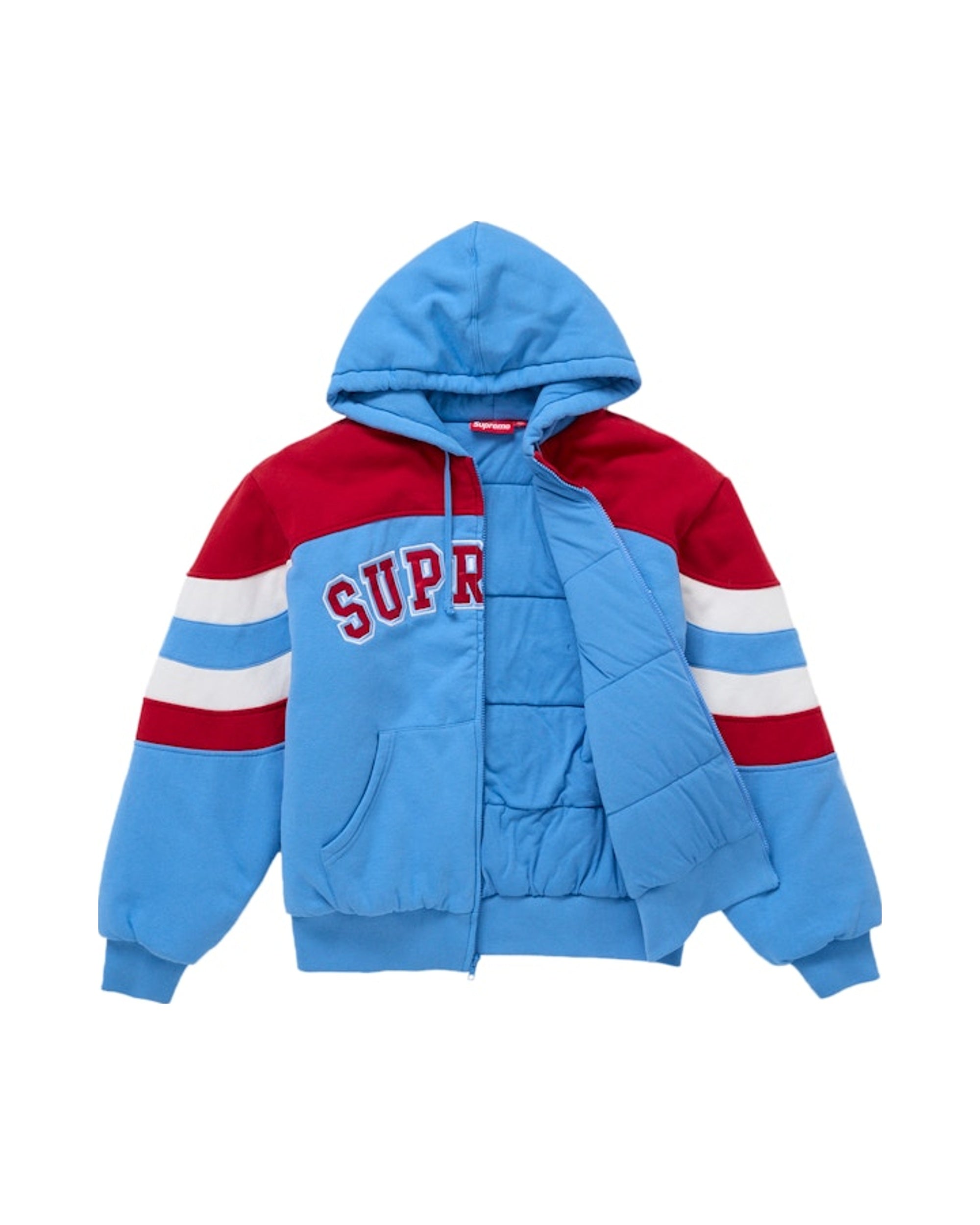 Supreme Filled Zip Up Hooded Sweatshirt Blue