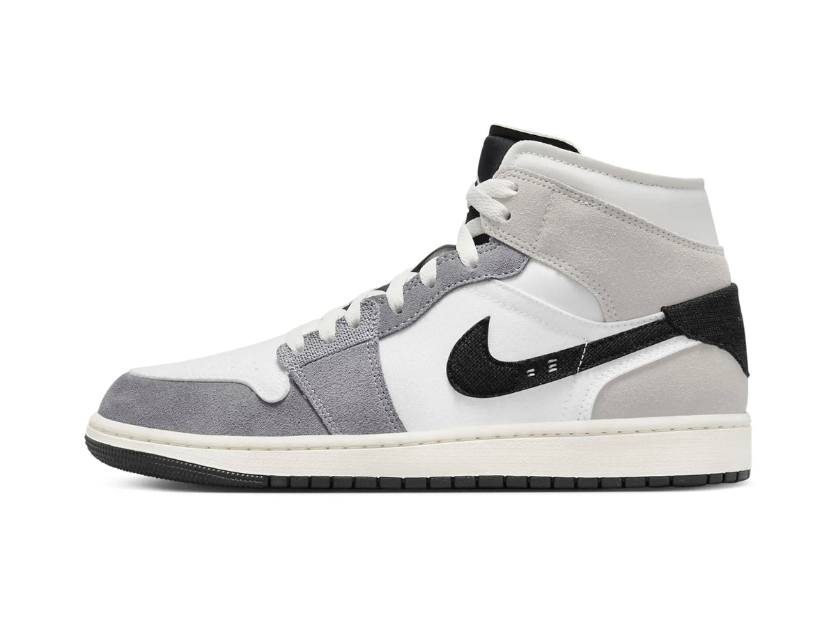 Nike Air Jordan 1 Mid SE Craft White Cement Grey Black - street-bill.dk
